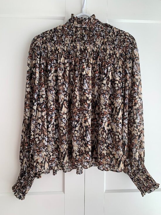 House of Harlow 1960 Tops - House of Harlow Floral Print Chiffon Blouse Size L Long Sleeve Mock Neck Mesh